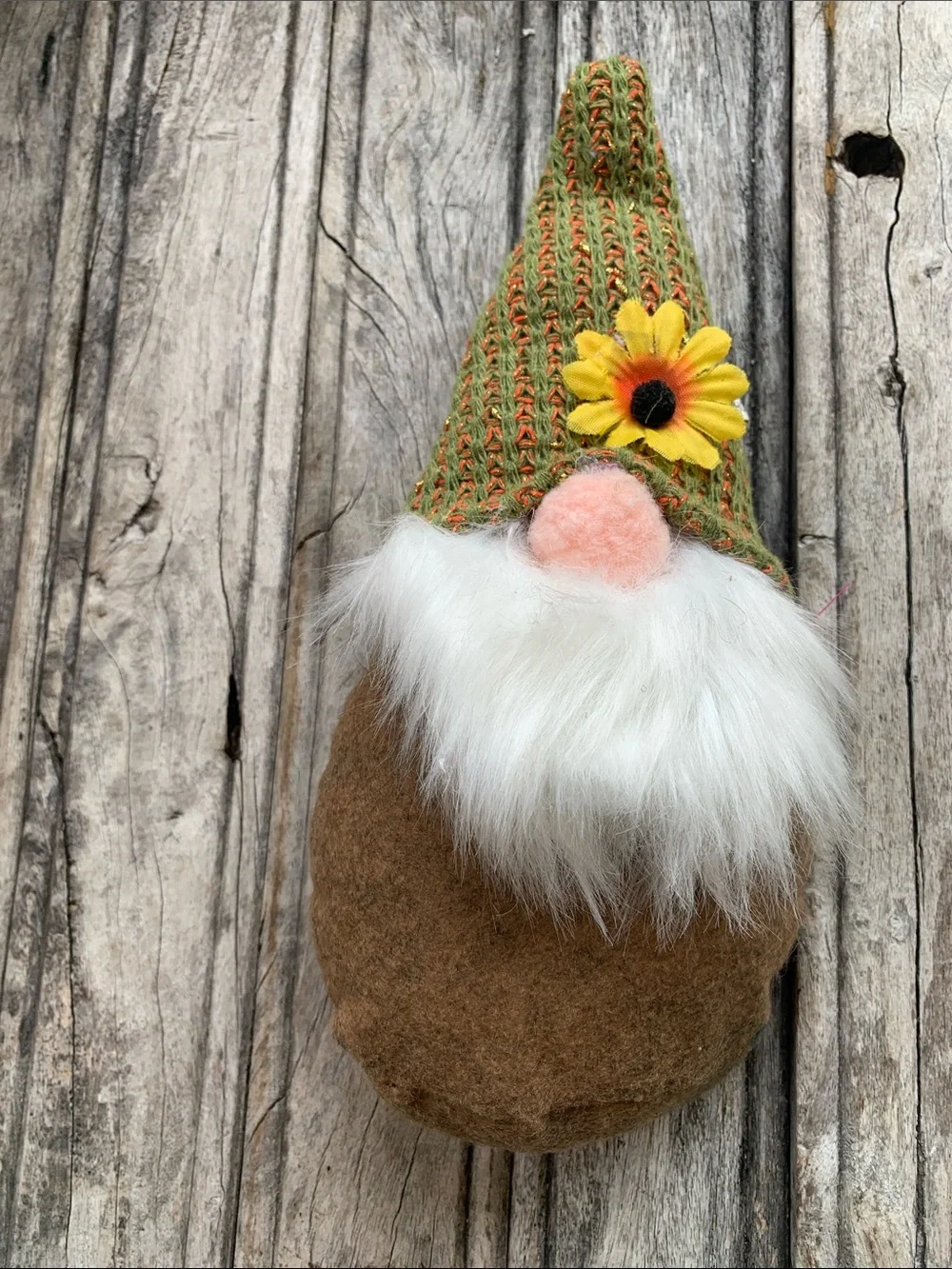 Sunflower Gnome Holding “You are my Sunshine” Sign and Brown Gnome